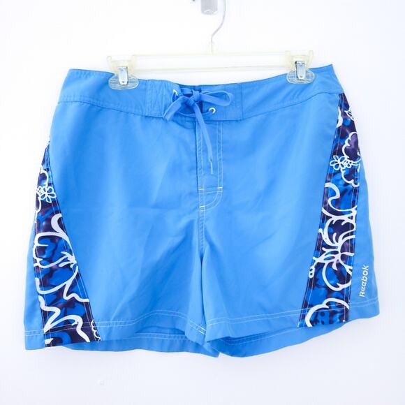 Reebok Men's Board Shorts Swim Medium Blue, White 4" Inseam, Unlined, Hawaiian - Picture 1 of 5